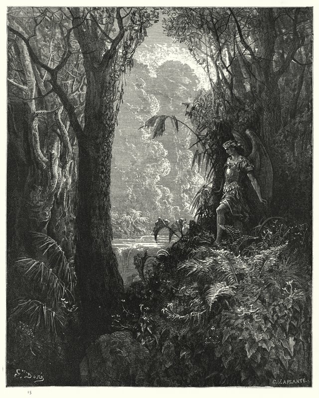 Ilustração de Gustave Dore para Miltons Paradise Lost, Livro IV, linha 247 de Gustave Dore