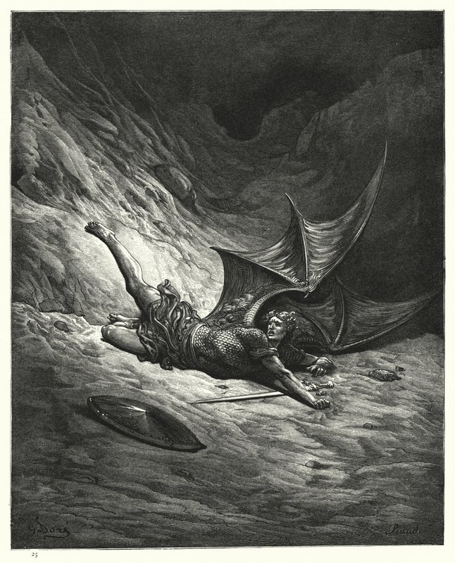 Ilustração de Gustave Dore para Miltons Paradise Lost, Livro VI, linhas 327, 328 de Gustave Dore