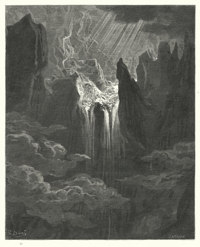Ilustração de Gustave Dore para Miltons Paradise Lost, Livro VII, linhas 298, 299 de Gustave Dore