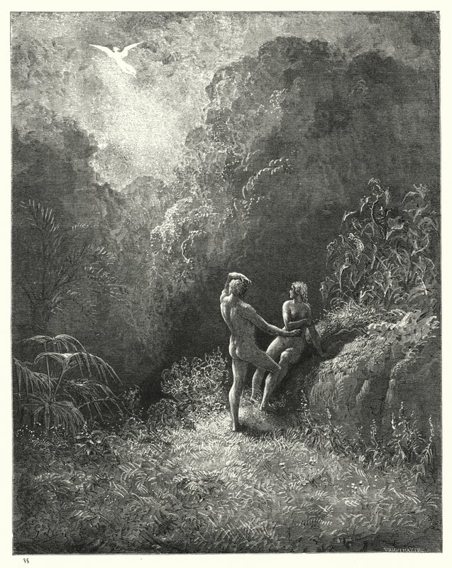 Ilustração de Gustave Dore para Miltons Paradise Lost, Livro VIII, linhas 652, 653 de Gustave Dore