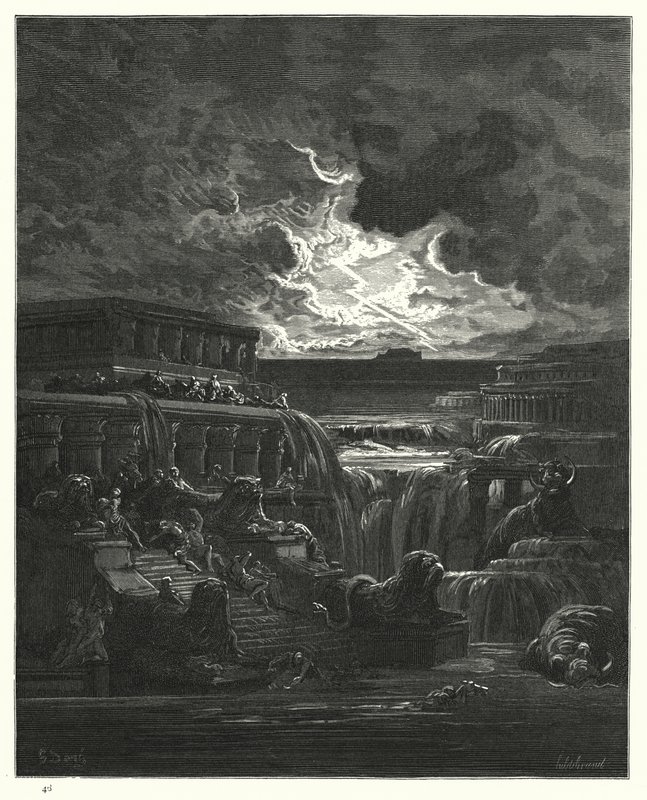 Ilustração de Gustave Dore para Miltons Paradise Lost, Livro XI, linhas 747-749 de Gustave Dore
