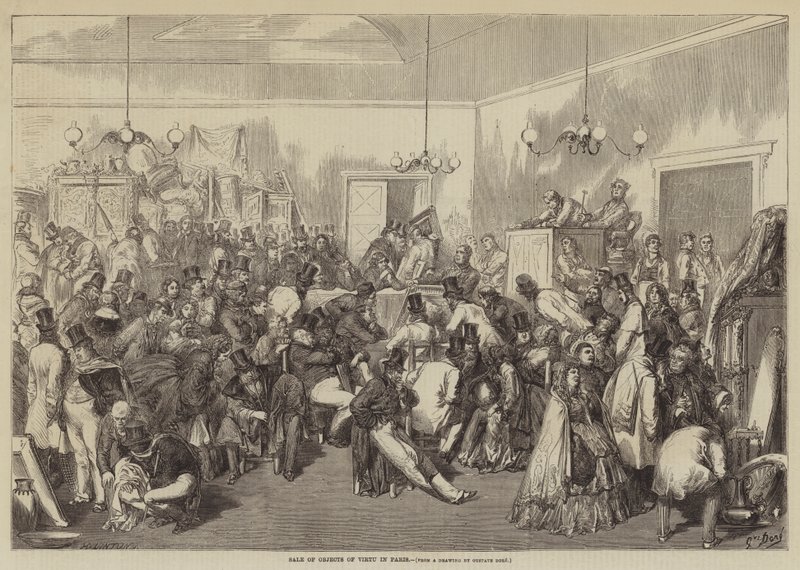 Venda de objetos da Virtu em Paris de Gustave Dore