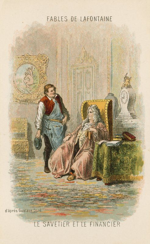 O sapateiro e o financista (cromolito) de Gustave Dore