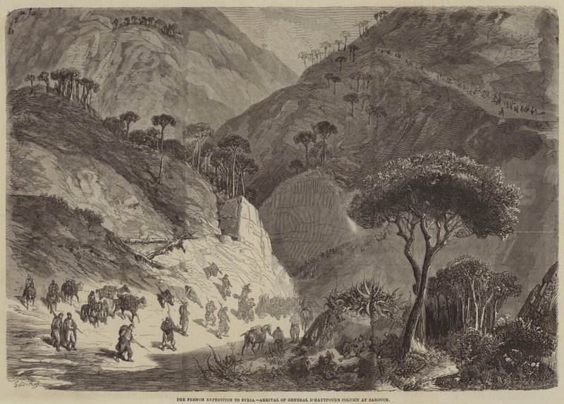 A Expedição Francesa à Síria, Chegada da Coluna General DHautpouls em Barouck de Gustave Dore
