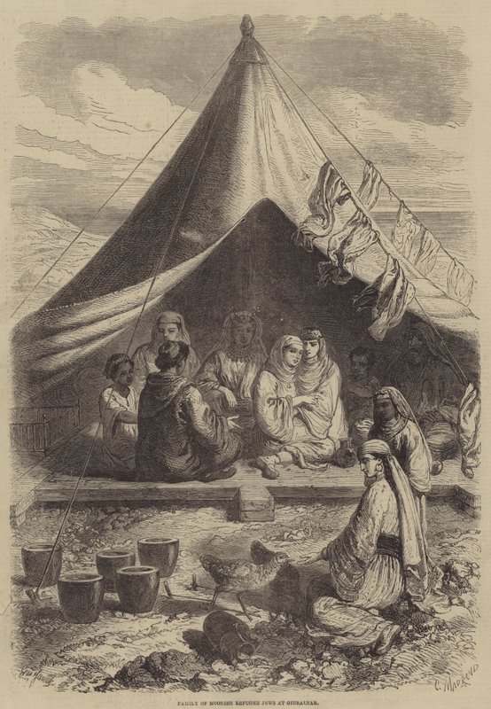 Família de Judeus de Refugiados Mouros em Gibraltar de Gustave Janet