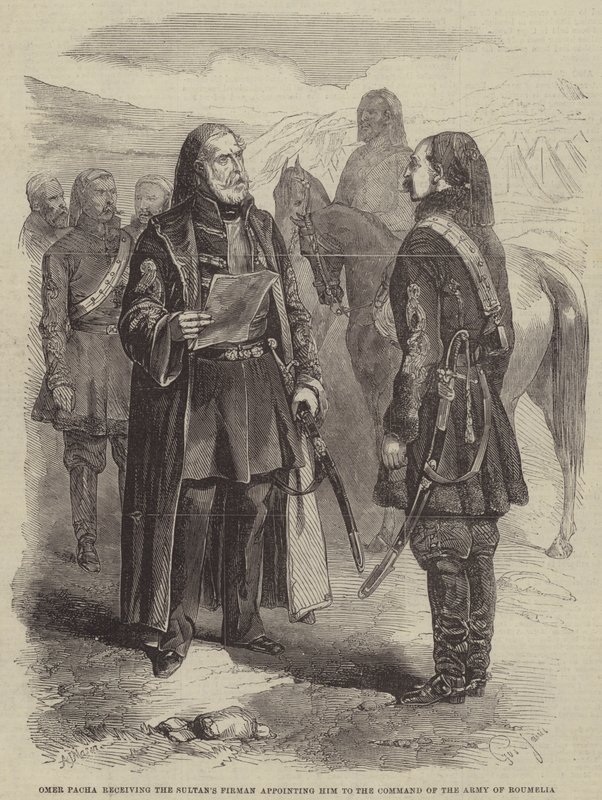 Omer Pacha recebendo o Sultans Firman nomeando-o para o Comando do Exército de Roumelia de Gustave Janet