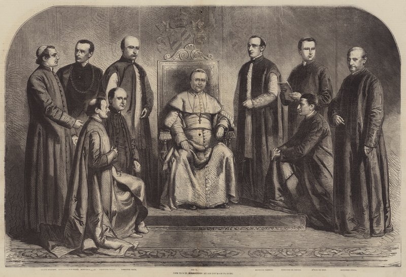 Papa Pio IX rodeado pelos seus amigos íntimos de Gustave Janet