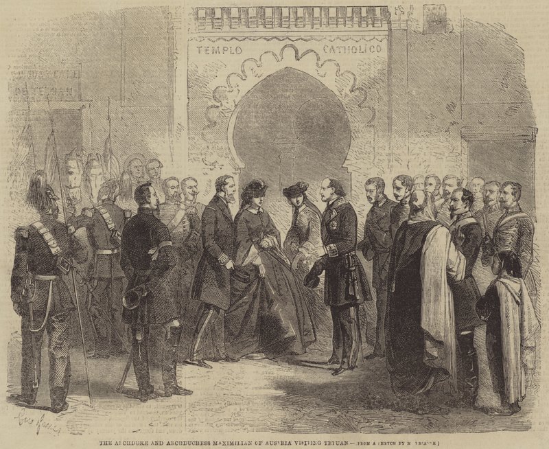 O Arquiduque e a Arquiduquesa Maximiliana da Áustria visitando Tetuan de Gustave Janet