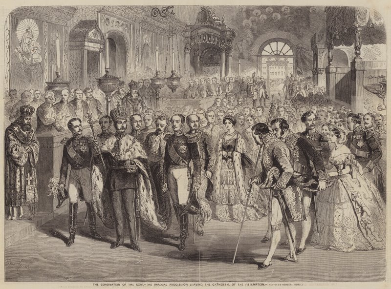 A Coroação do Czar, a Procissão Imperial saindo da Catedral da Assunção de Gustave Janet