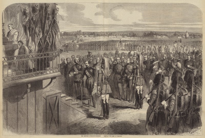 O imperador participando da missa militar no acampamento de Chalons de Gustave Janet