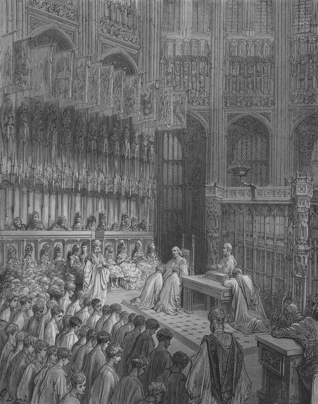 Confirmação de crianças em Westminster de Gustave after Dore