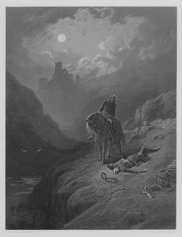 Rei Arthur descobrindo os esqueletos dos irmãos de Gustave after Dore