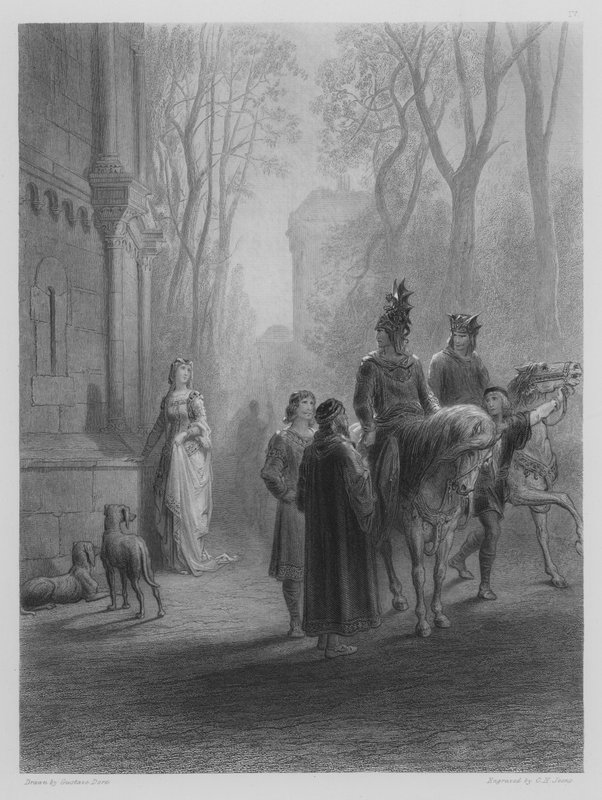 Lancelot pede adeus a Elaine de Gustave after Dore