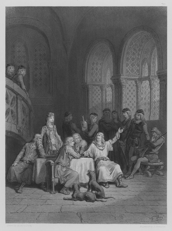 Lancelote relatando suas aventuras de Gustave after Dore