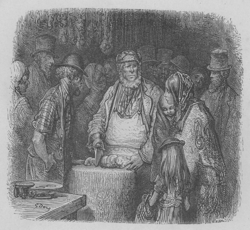 O açougueiro no exercício de suas funções de Gustave after Dore