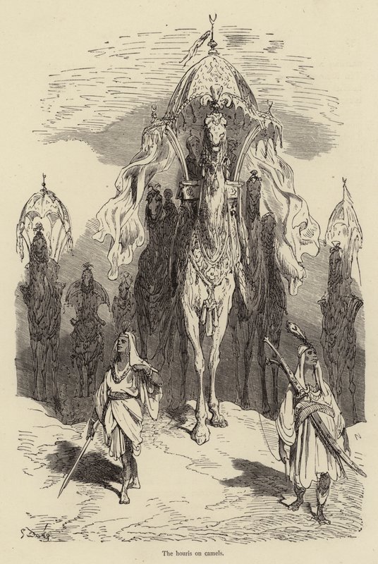 O houris em camelos de Gustave after Dore
