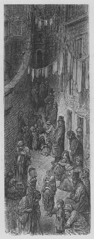 Uma rua nos bairros pobres de Gustave after Dore