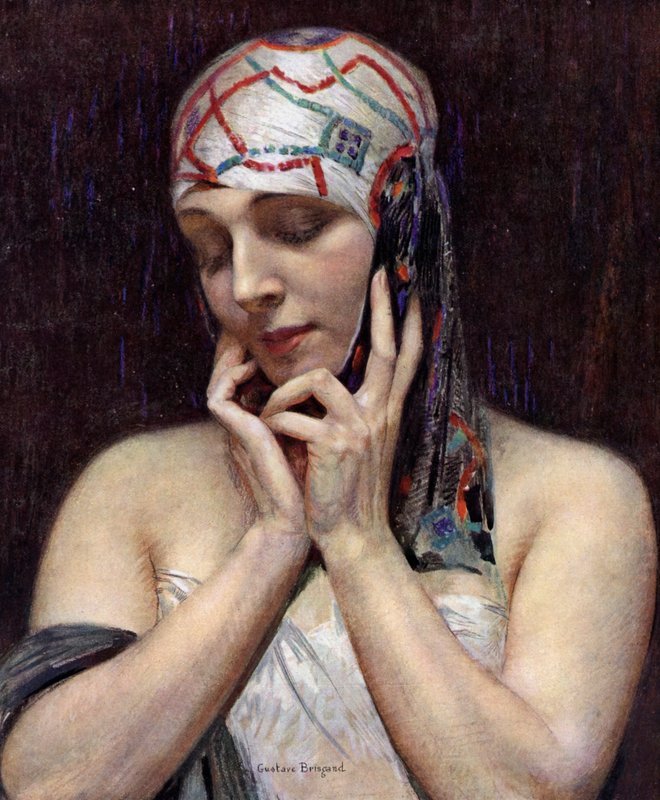 Meditação (lito colorido) de Gustave Brisgand