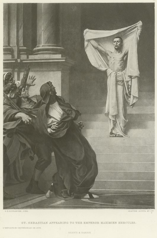 São Sebastião, aparecendo ao Imperador Maximien Hercules (gravura) de Gustave Clarence Rodolphe Boulanger