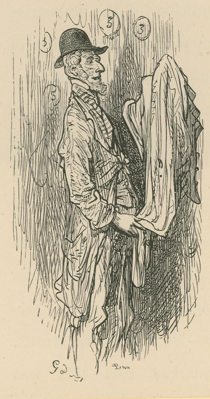 Um homem segurando de tecido de Gustave Dore