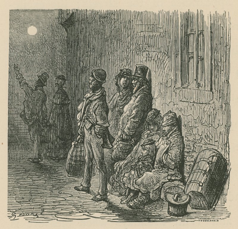 Uma cena da vida londrina de Gustave Dore