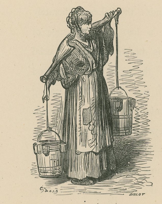 Um, mulher, carregar, dois, baldes de Gustave Dore