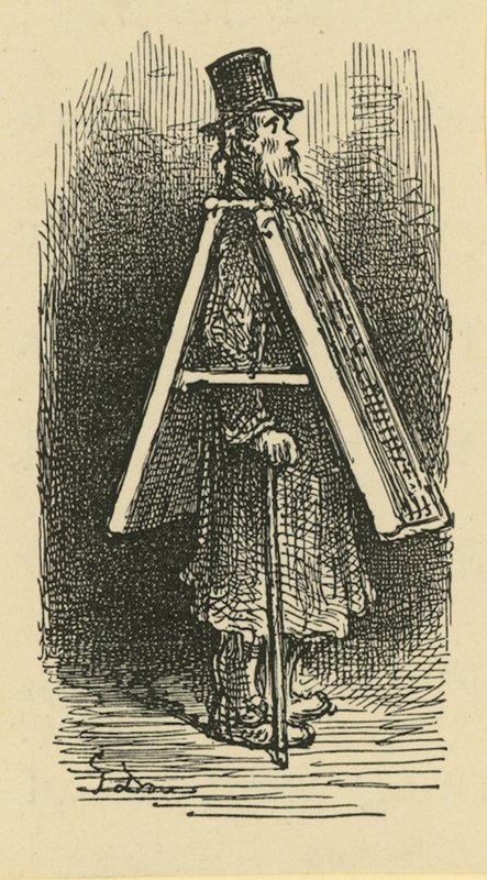 Um, ilustração, descrevendo, um, sanduíche, homem de Gustave Dore