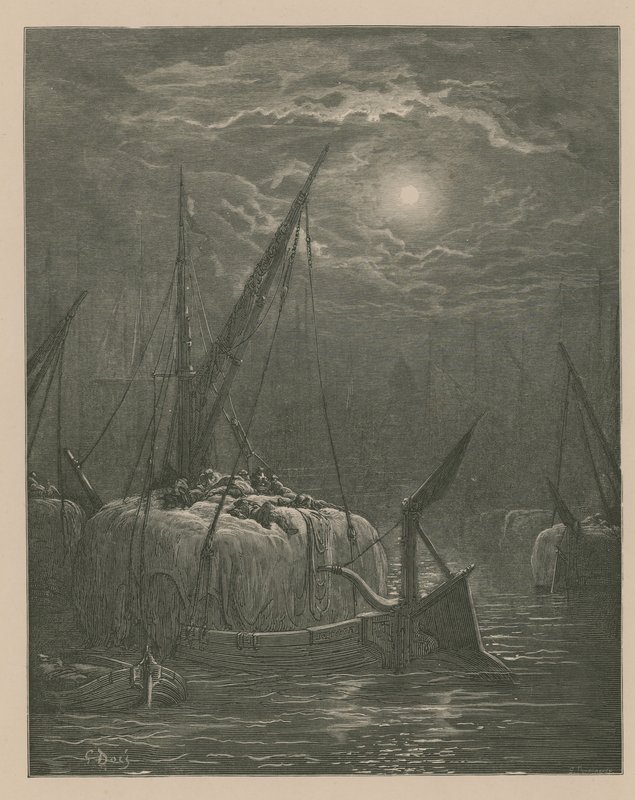 Barcos no Tamisa de Gustave Dore