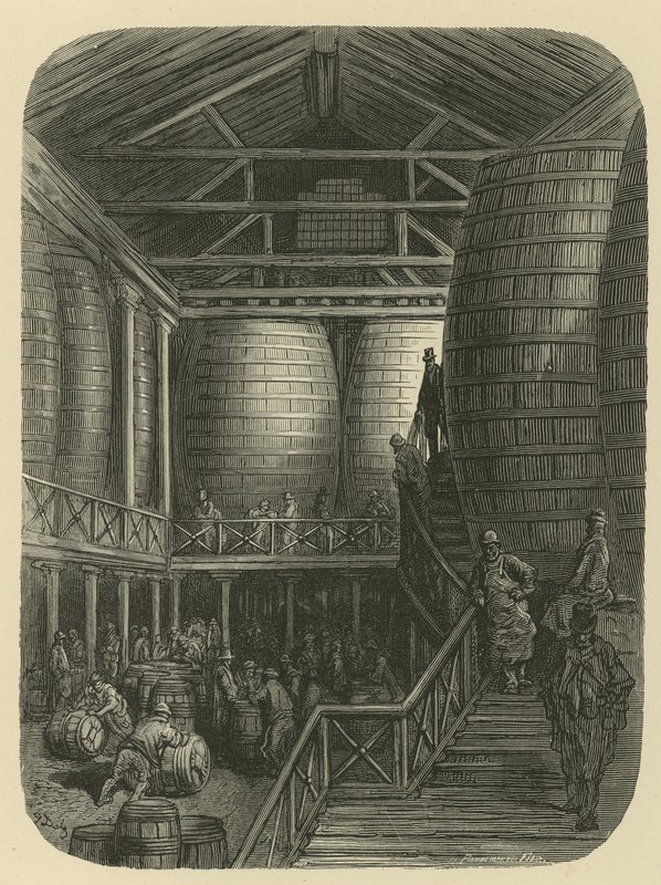 Trabalhadores da cervejaria no armazém de Gustave Dore