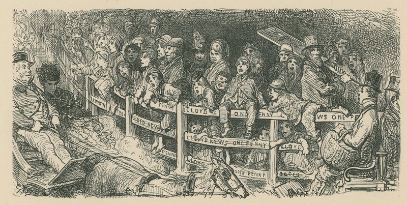 Multidões assistem corrida de carruagem de Gustave Dore