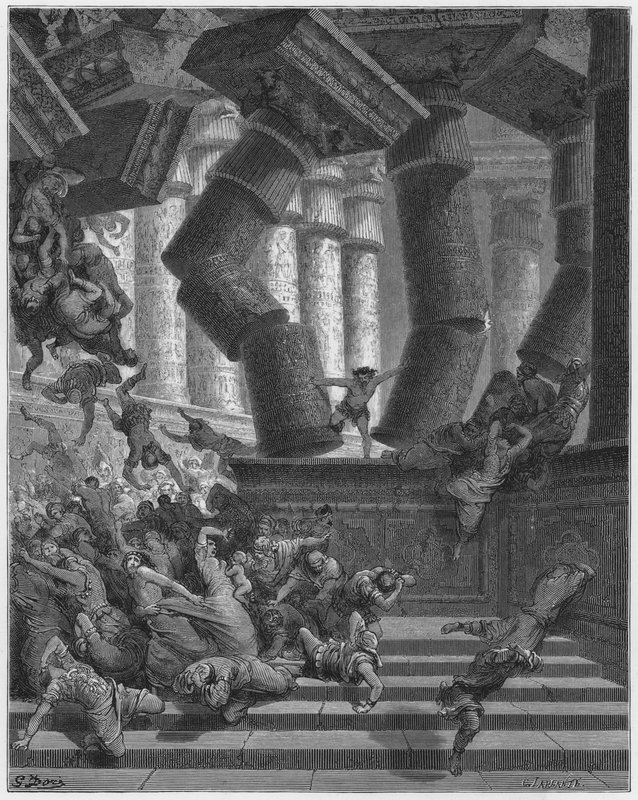 Gustave Dore Bible: Morte de Sansão de Gustave Dore