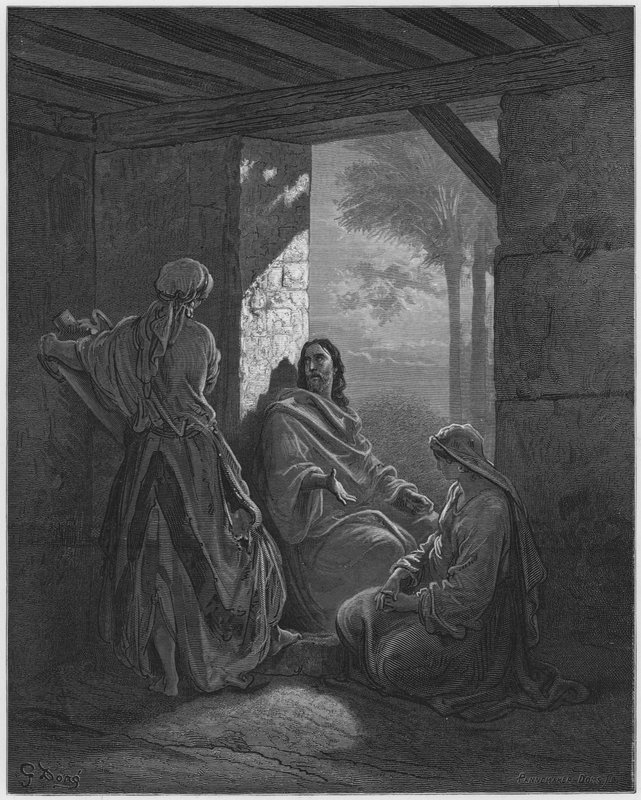 Gustave Dore Bíblia: Jesus na casa de Marta e Maria de Gustave Dore