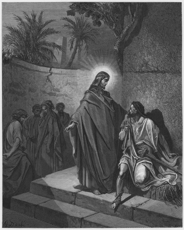 Gustave Dore Bible: Jesus curando o homem doente da paralisia de Gustave Dore