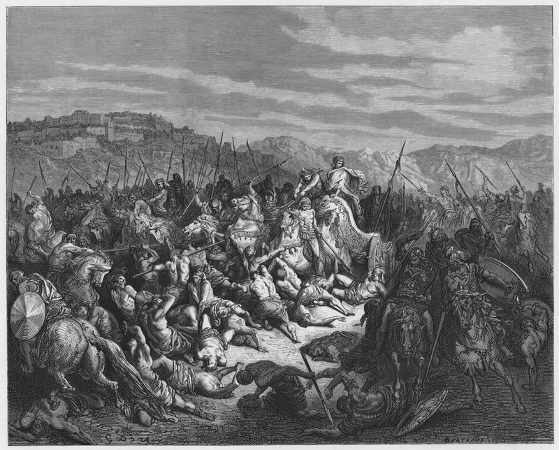 Gustave Dore Bible: A chacina dos sírios pelos filhos de Israel de Gustave Dore
