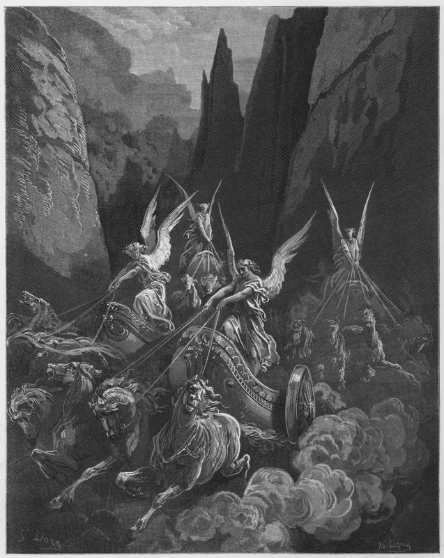 Gustave Dore Bible: A visão dos quatro carros de Gustave Dore