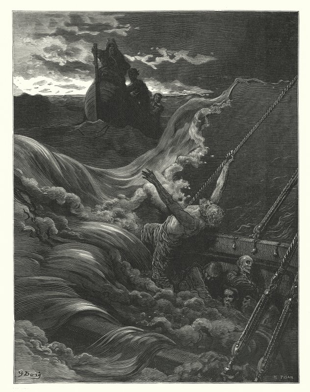 Ilustração de Gustave Dore para a obra de Coleridge Rime of the Ancient Mariner (gravura) de Gustave Dore
