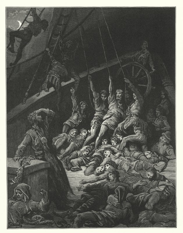 Ilustração de Gustave Dore para a obra de Coleridge Rime of the Ancient Mariner (gravura) de Gustave Dore