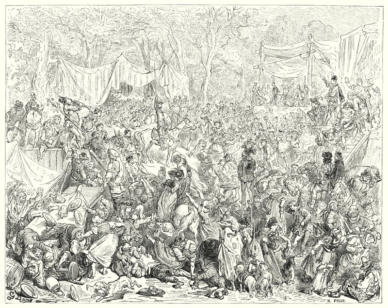 Gustave Dores Dom Quixote: "Chegada de Dom Quixote no casamento de Camacho e Quiteria" (gravura) de Gustave Dore