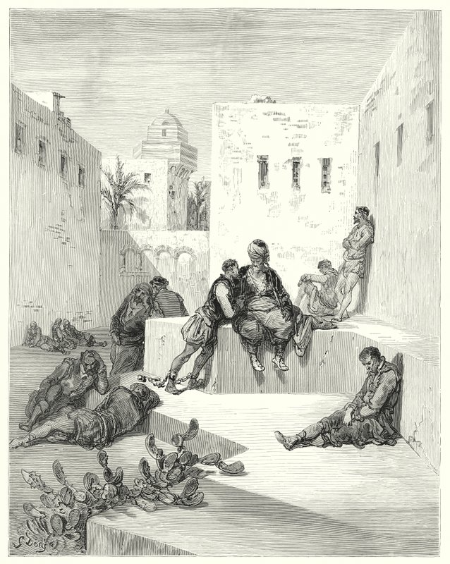 Gustave Dores Don Quixote: "Finalmente resolvi confiar num renegado de Múrcia, que me tinha mostrado grandes provas da sua bondade" (gravura) de Gustave Dore