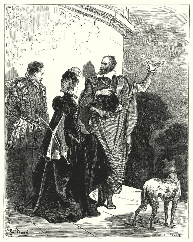 Gustave Dores Dom Quixote: "Ele conheceu o duque e a duquesa com seus sentimentos, e implorou sua licença para partir" (gravura) de Gustave Dore