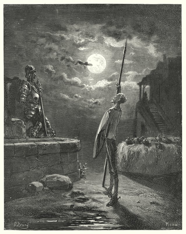 Gustave Dores Dom Quixote: "Ele começou a andar pelo cocho com um gracioso porte" (gravura) de Gustave Dore
