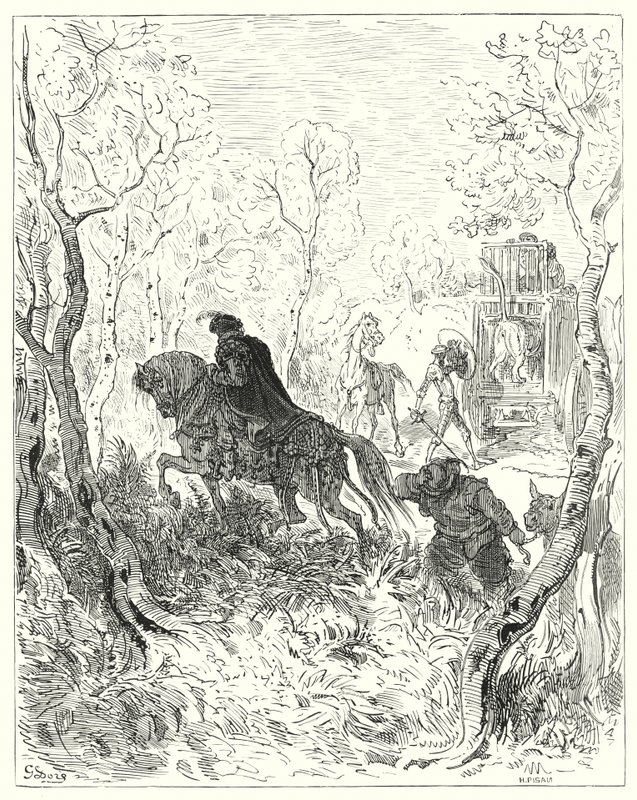 Gustave Dores Dom Quixote: "Afixou-se mesmo à porta da gaiola" (gravação) de Gustave Dore