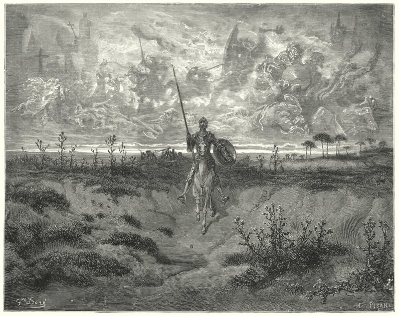 Gustave Dores Dom Quixote: Ele viajou quase todo aquele dia (gravura) de Gustave Dore