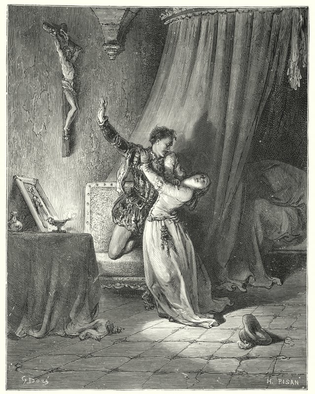 Gustave Dores Dom Quixote: "Sou teu neste momento, bela Dorothea: vês, dou-te aqui a minha mão para seres tua" (gravura) de Gustave Dore