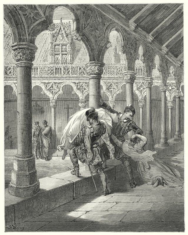 Gustave Dores Dom Quixote: "Lucinda encontrando-se em seu poder, caiu em desmaio" (gravura) de Gustave Dore