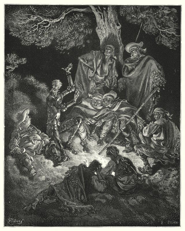 Gustave Dores Dom Quixote: "Oh, idade feliz", gritou ele, "a que os nossos primeiros pais chamavam a idade do ouro!" (gravura) de Gustave Dore