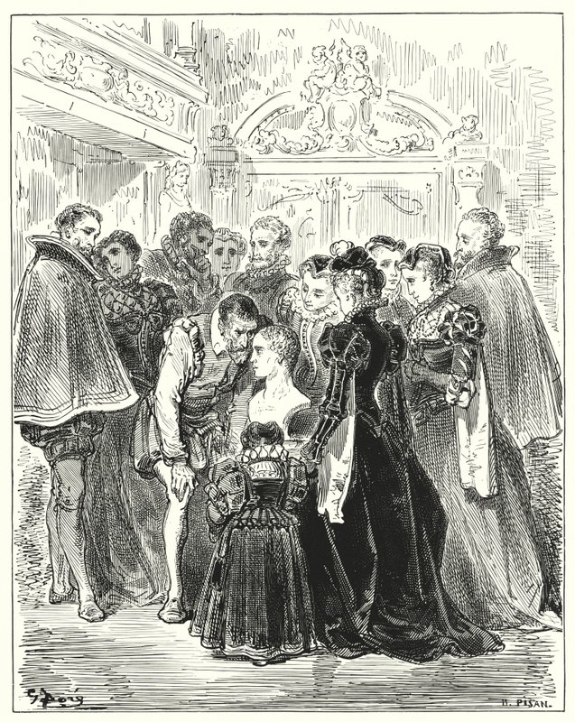 Gustave Dores Dom Quixote: "Dize-me, oráculo", disse ele, "foi o que relatei das minhas aventuras na caverna de Montesinos um sonho ou uma realidade?" (gravura) de Gustave Dore