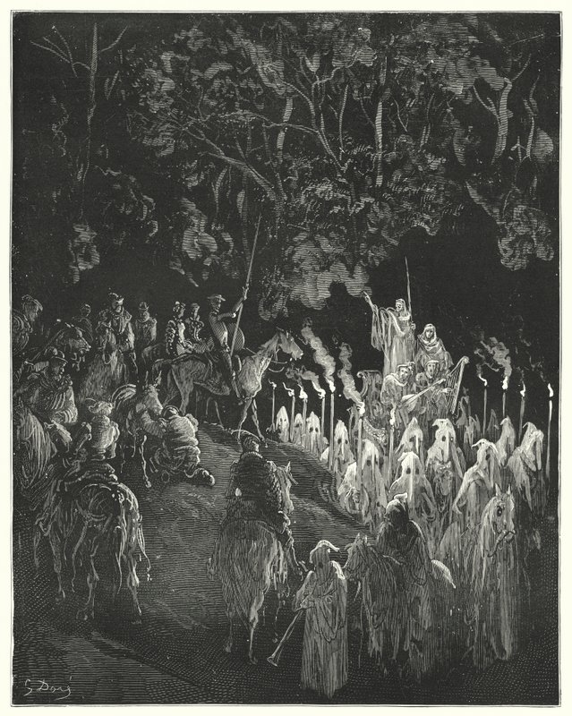 Gustave Dores Don Quixote: "A figura do vestido levantou-se" (gravura) de Gustave Dore