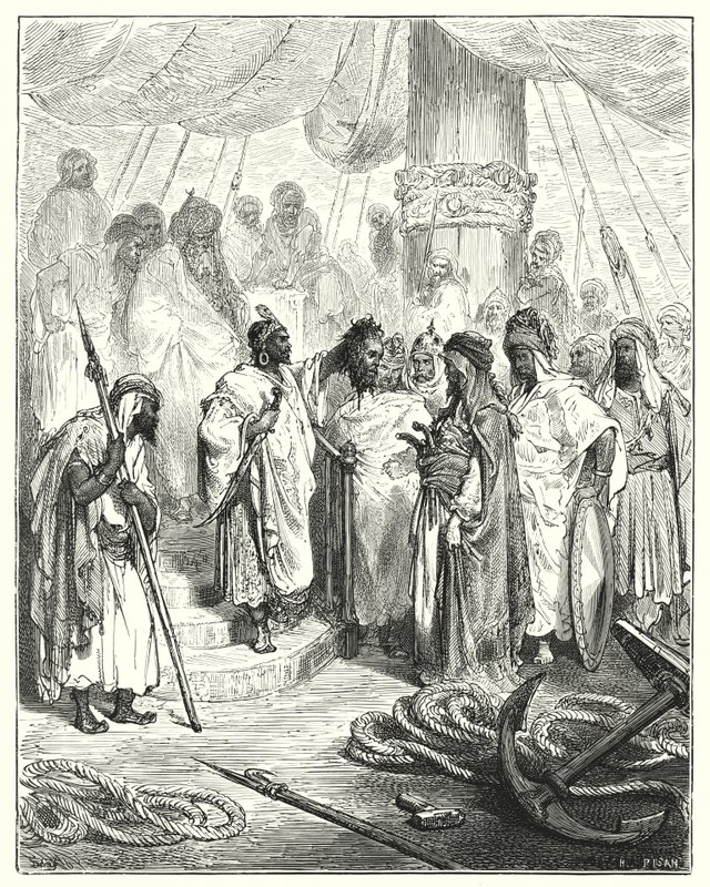 Gustave Dores Dom Quixote: "Cortaram-lhe a cabeça e levaram-na ao general turco" (gravura) de Gustave Dore