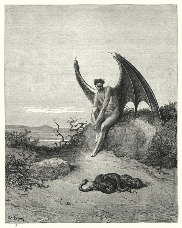 Ilustração de Gustave Dore para Miltons Paradise Lost, Livro IX, linhas 182, 183 de Gustave Dore